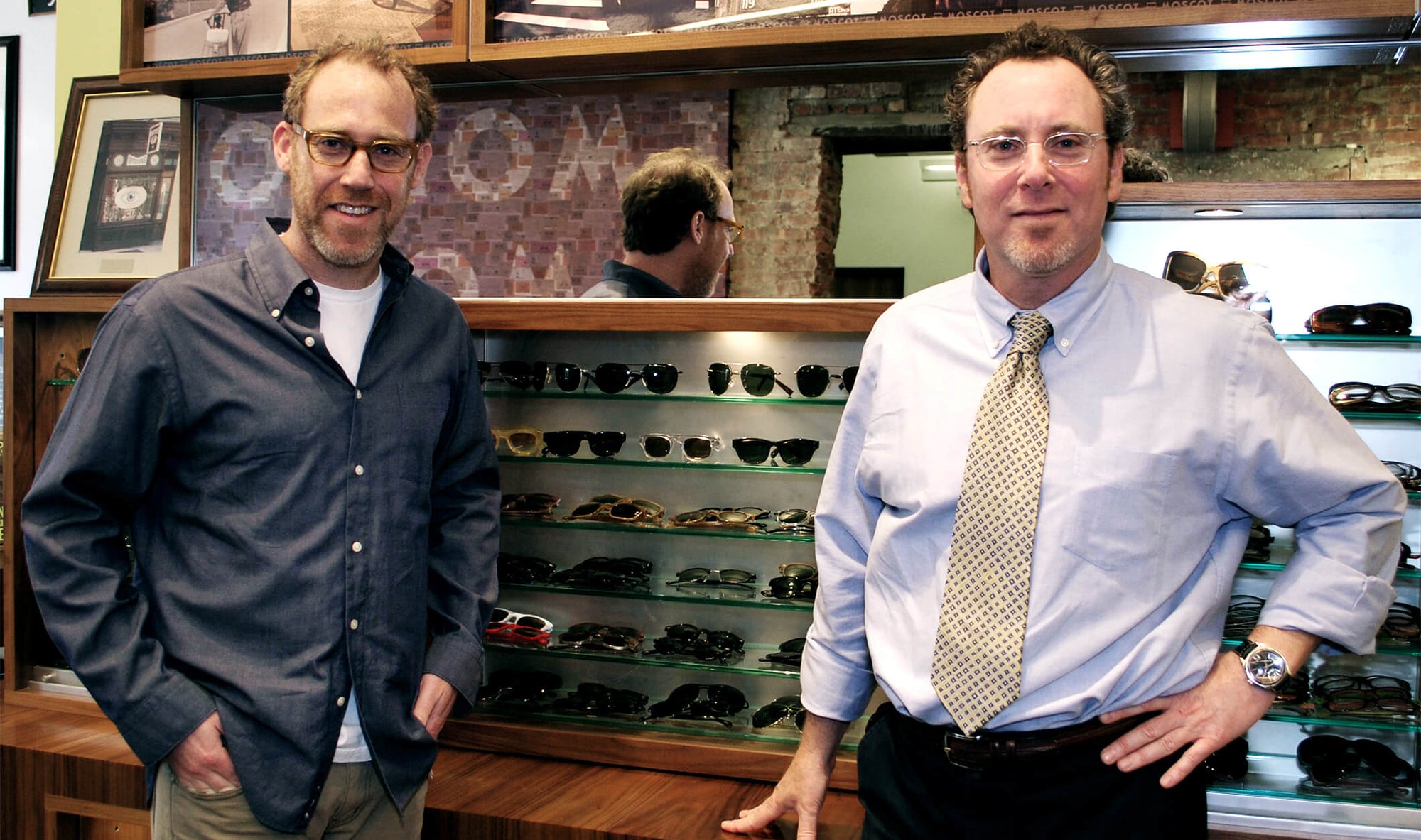 Two men in Moscot store