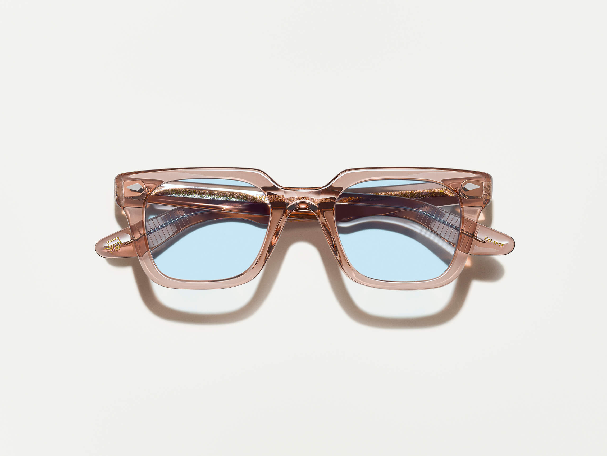 The GROBER SUN in Vintage Rose with Bel Air Blue Tinted Lenses