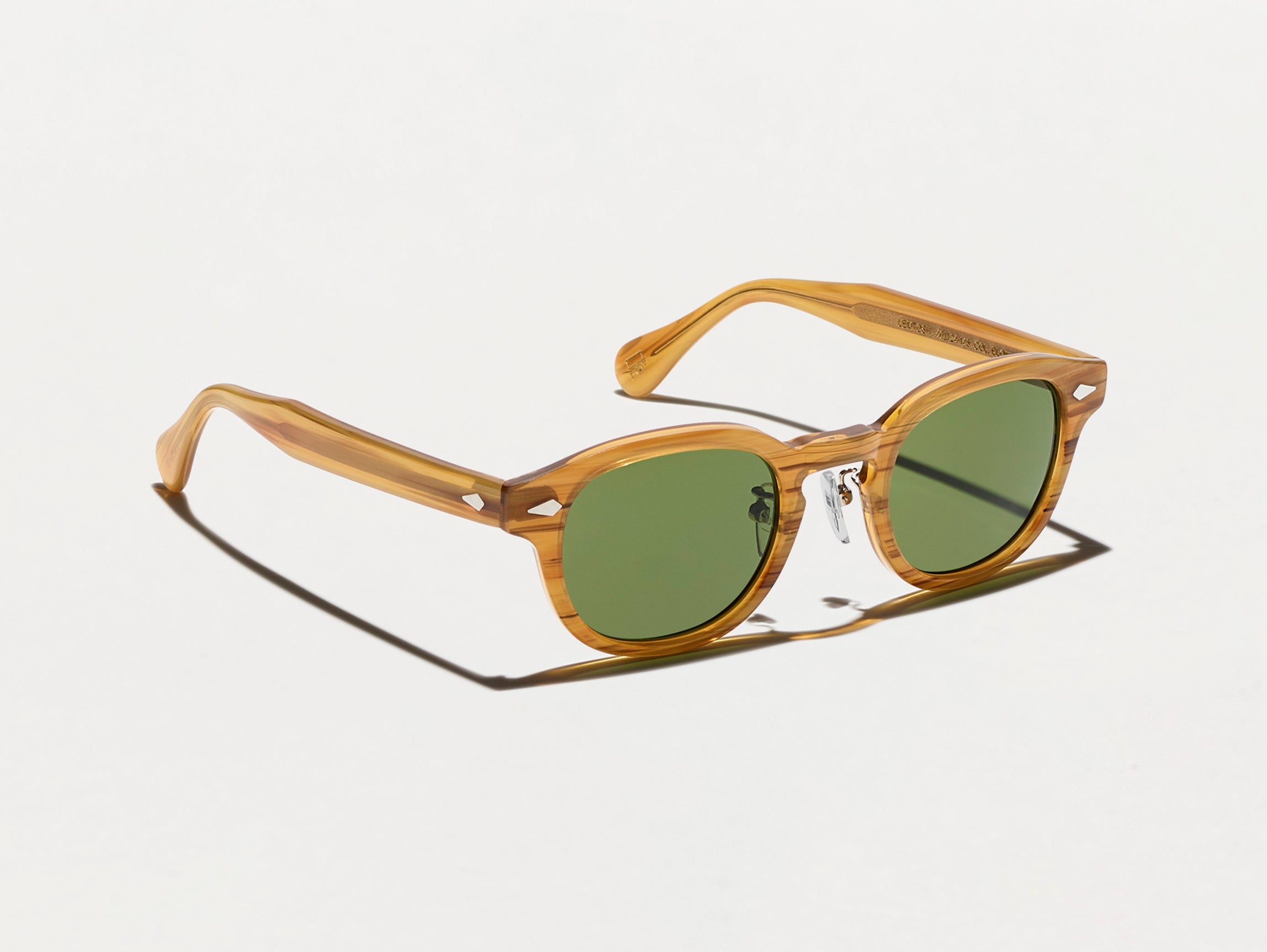 #color_blonde | The LEMTOSH SUN with Metal Nose Pads in Blonde with Calibar Green Glass Lenses