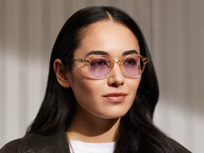 Model is wearing The MILTZEN in Flesh in size 46 with Lavender Tinted Lenses