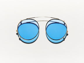 The CLIPZEN in Gold with Celebrity Blue Tinted Lenses