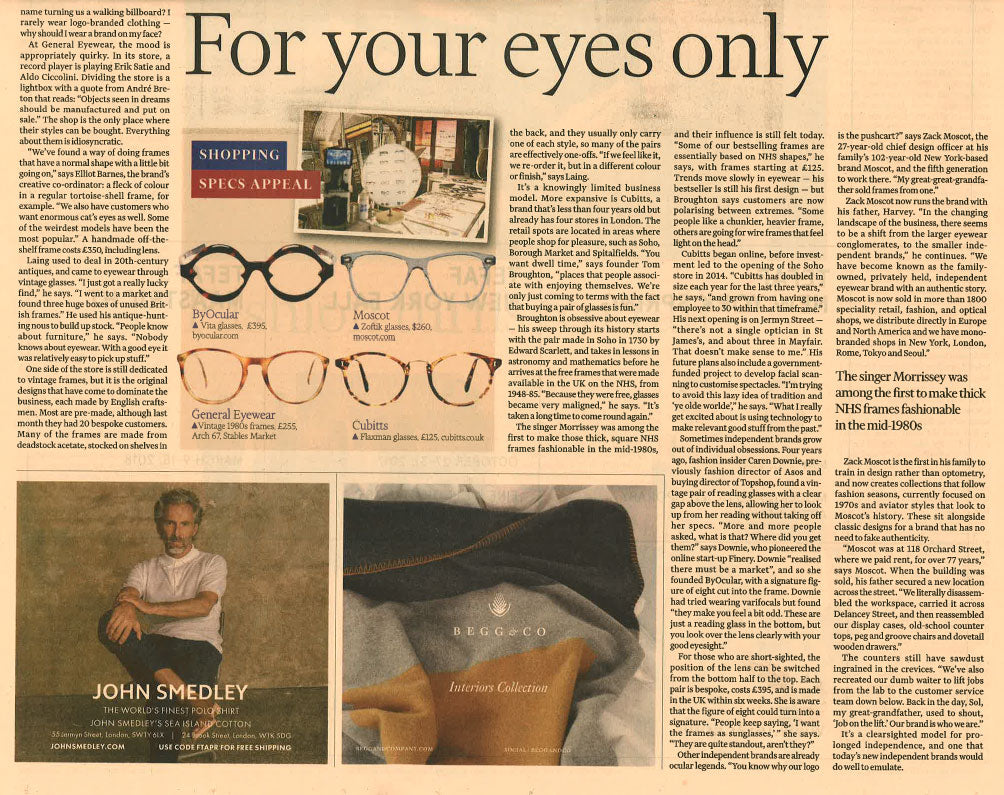 Financial Times features MOSCOT in story on independent eyewear businesses