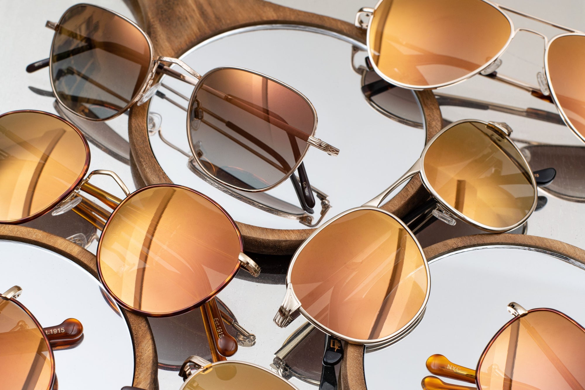Polarized Gold Mirrored Metal Sunglasses