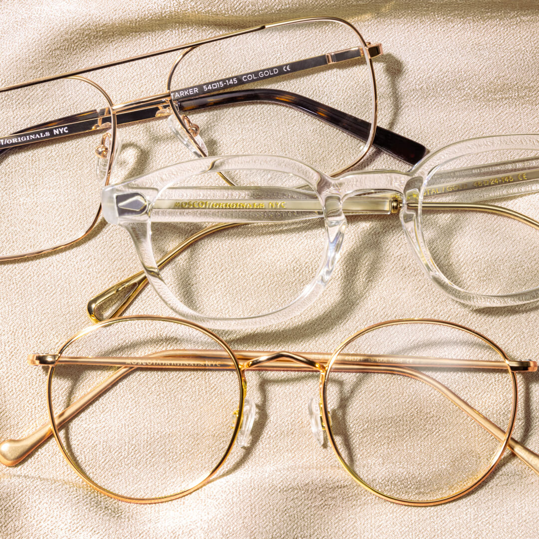 Elevate your look with luxe metal and clear frames.