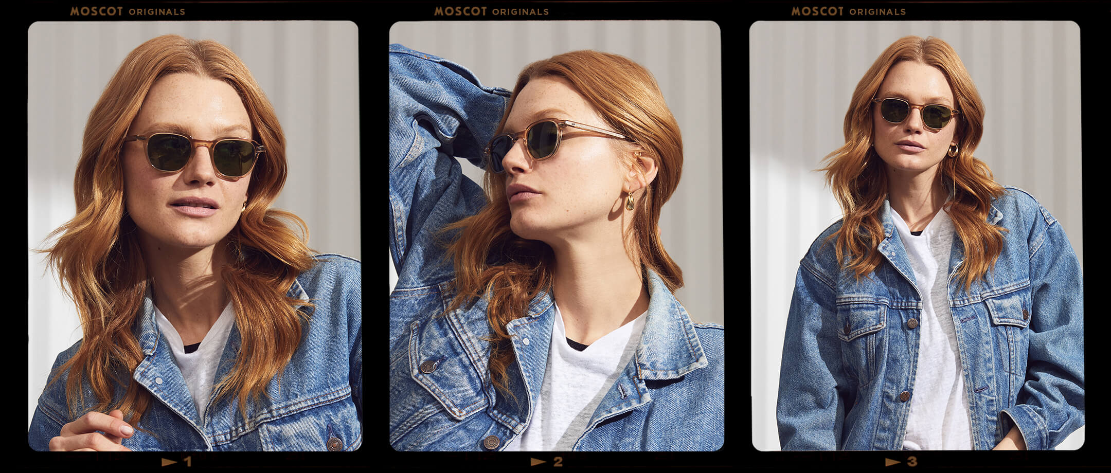 Model is wearing The BILLIK SUN in Cinnamon in size 47 with Calibar Green Glass Lenses