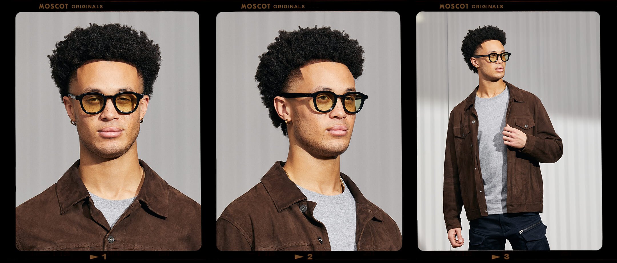 Model is wearing The DAHVEN in Black in size 47 with Limelight Tinted Lenses