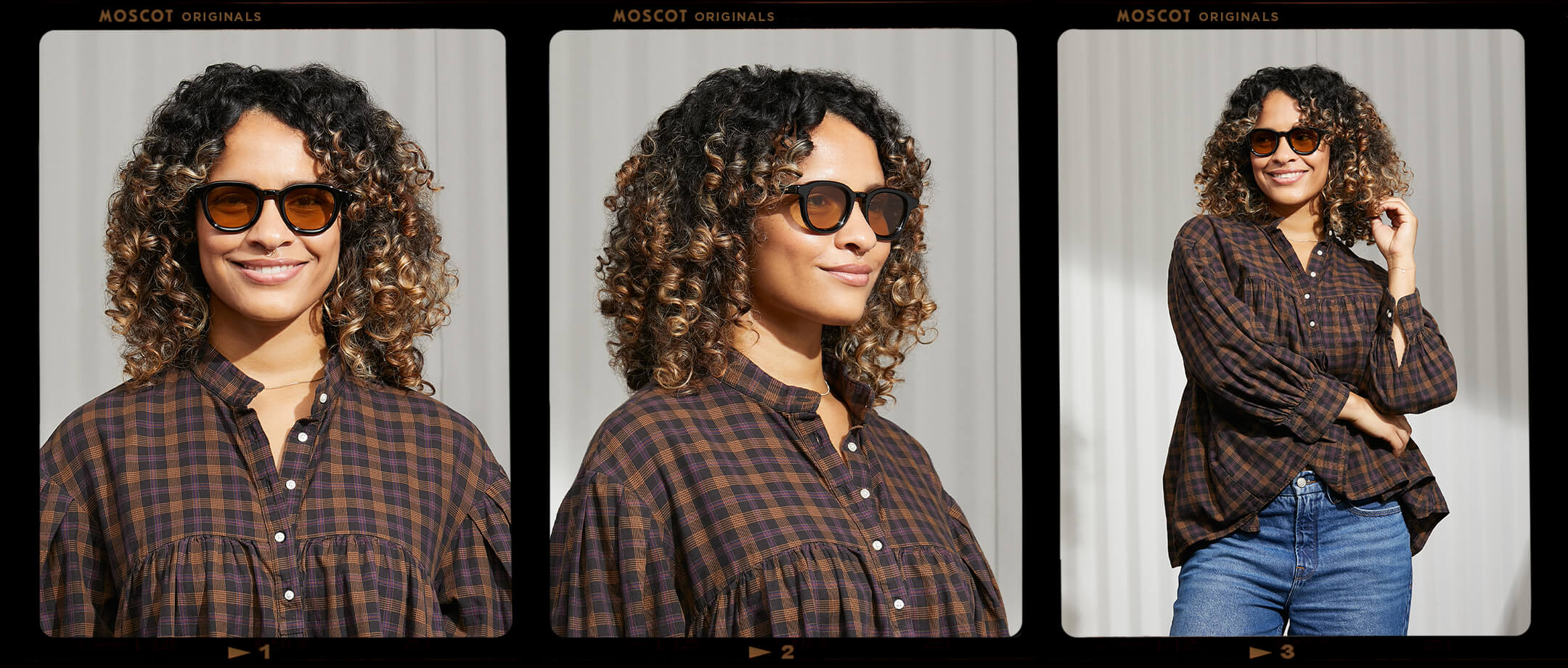 Model is wearing The DAHVEN in Black in size 47 with Amber Tinted Lenses