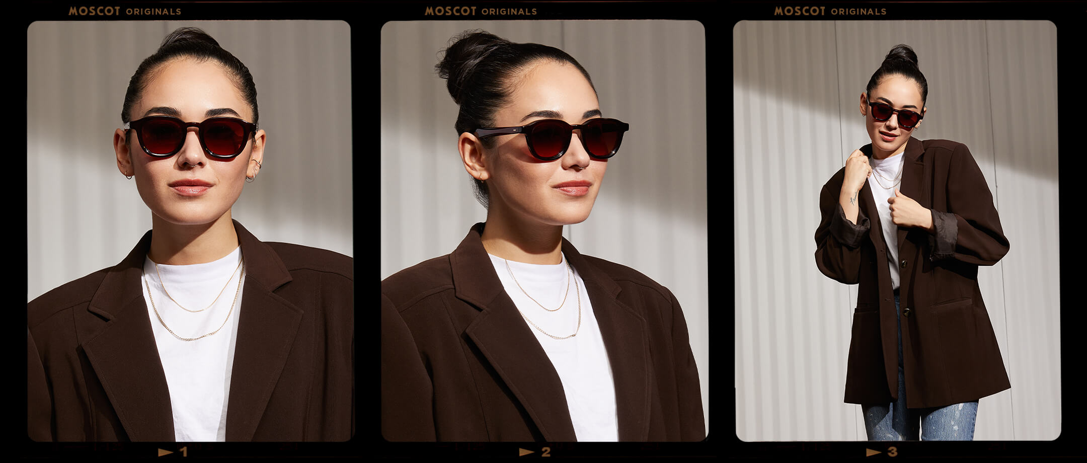 Model is wearing The DAHVEN SUN in Burgundy in size 44 with Cabernet Tinted Lenses