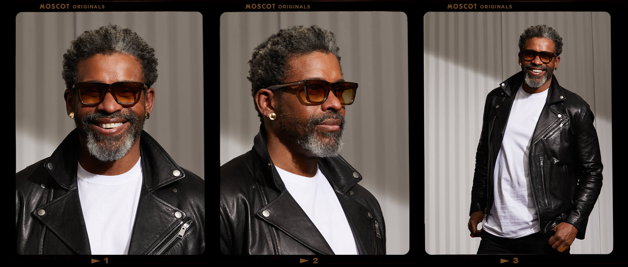 Model is wearing The RIZIK SUN in Olive Brown in size 49 with Chestnut Fade Tinted Lenses