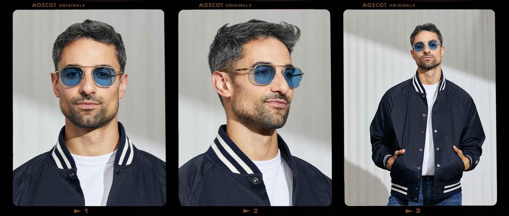 Model is wearing The FANAGLE SUN in Citron/Tortoise in size 53 with Celebrity Blue Tinted Lenses