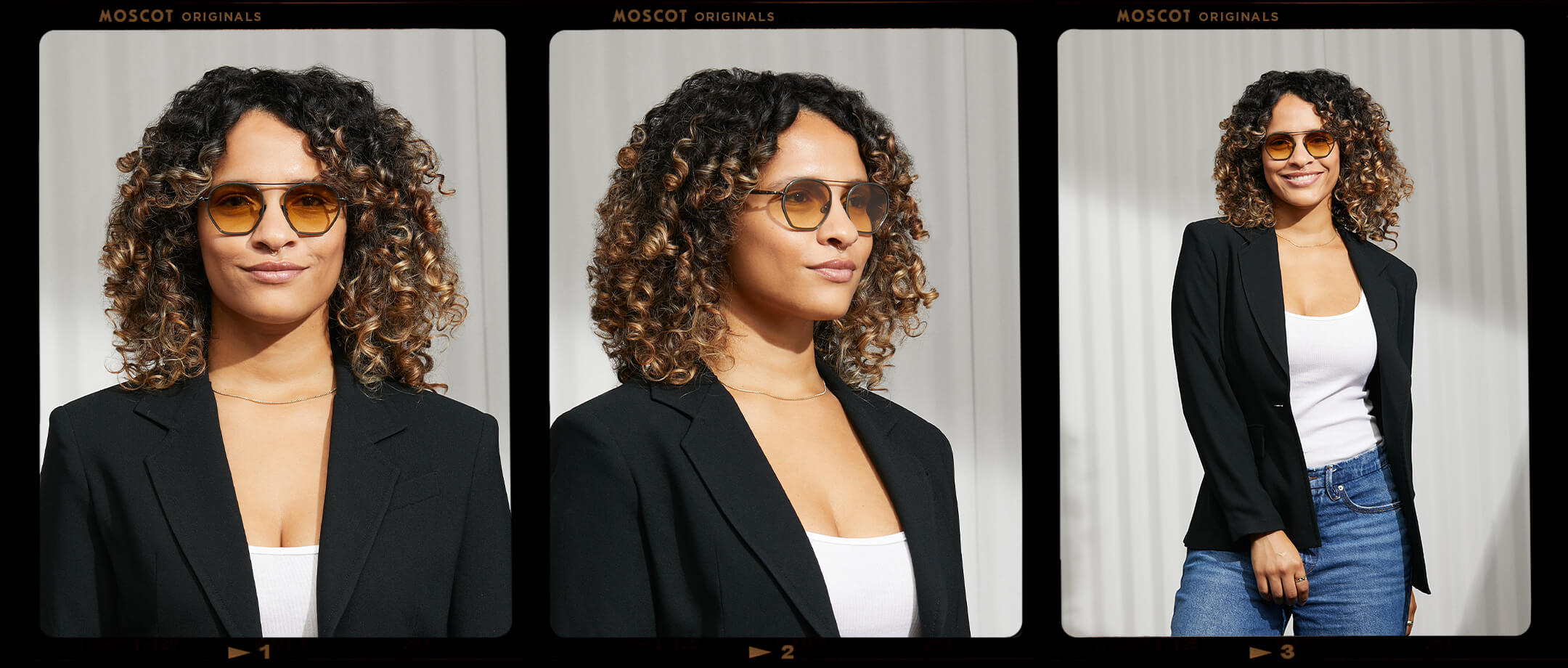 Model is wearing The KUGEL SUN in Pine in size 49 with Chestnut Fade Tinted Lenses