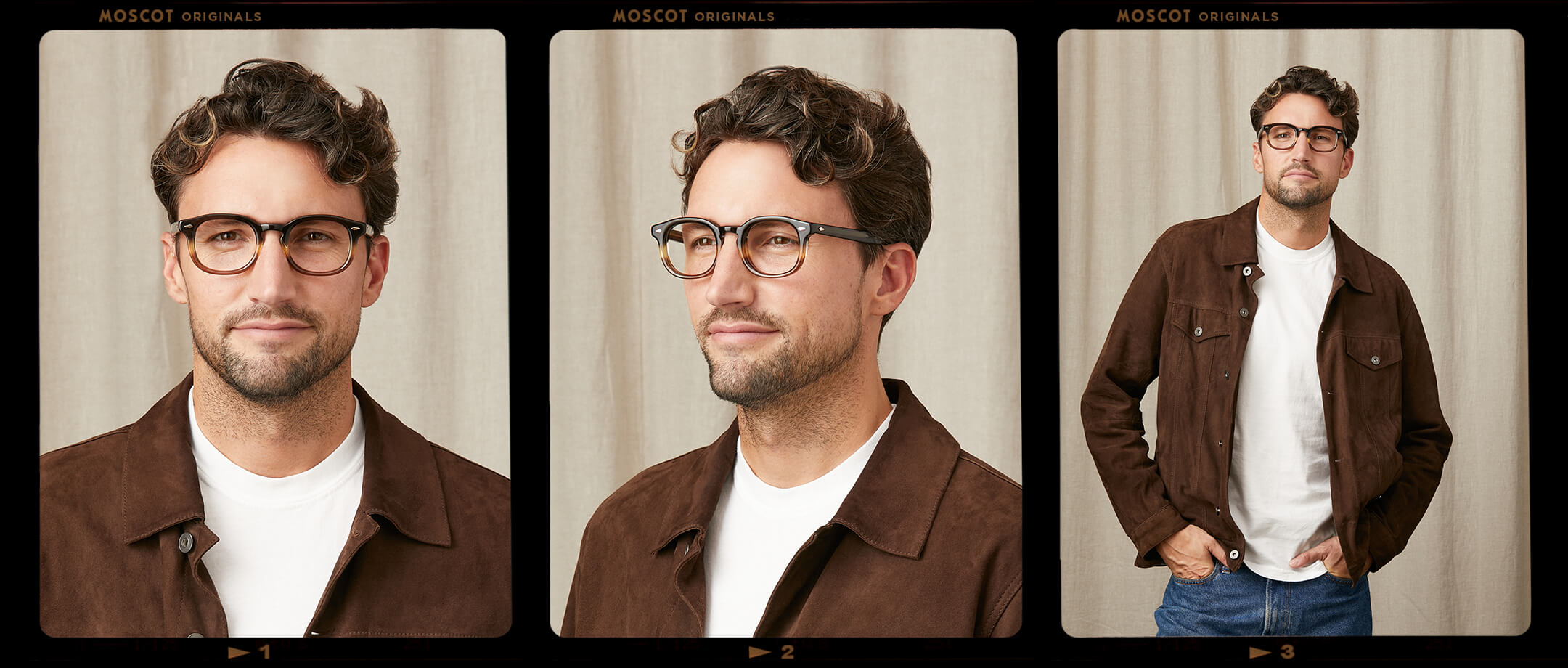 Model is wearing The MEKLER in size 46 in Grey-Brown Fade
