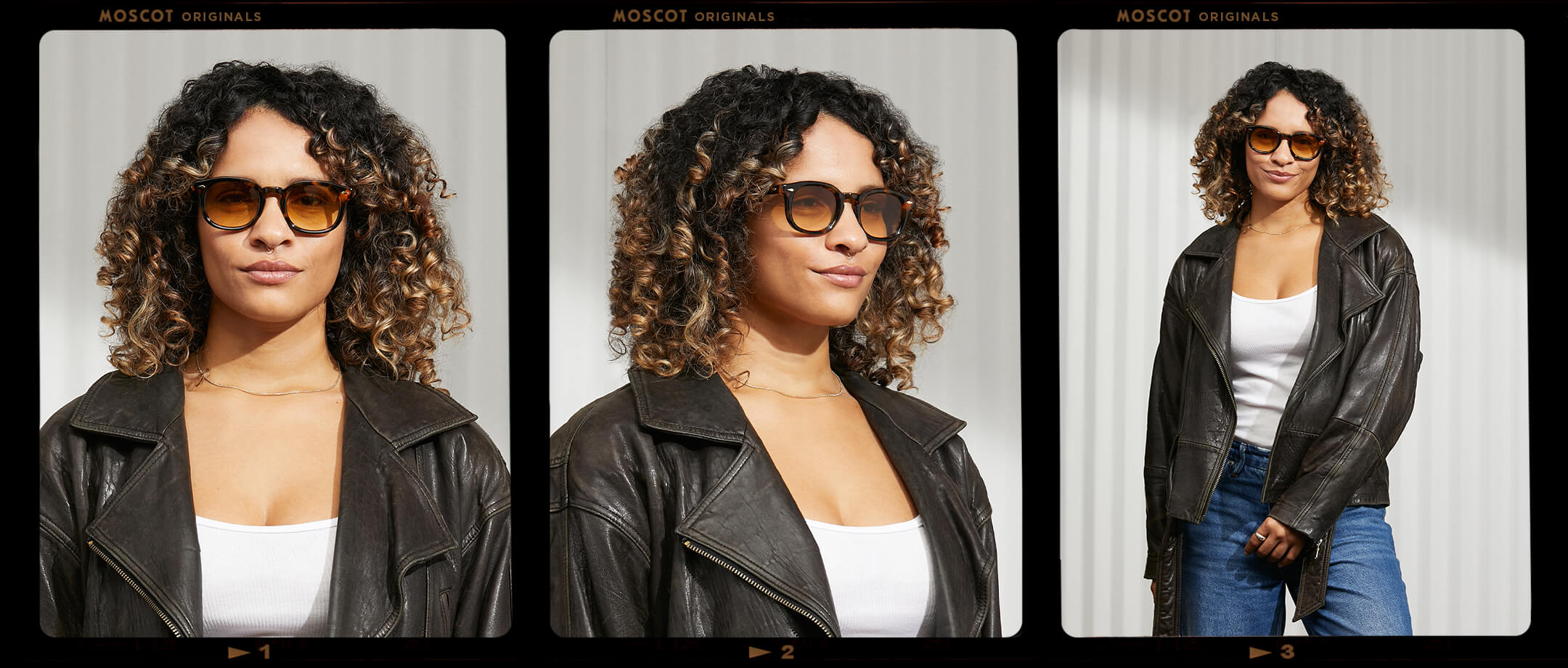 Model is wearing The MEKLER SUN in Classic Havana in size 49 with Chestnut Fade Tinted Lenses