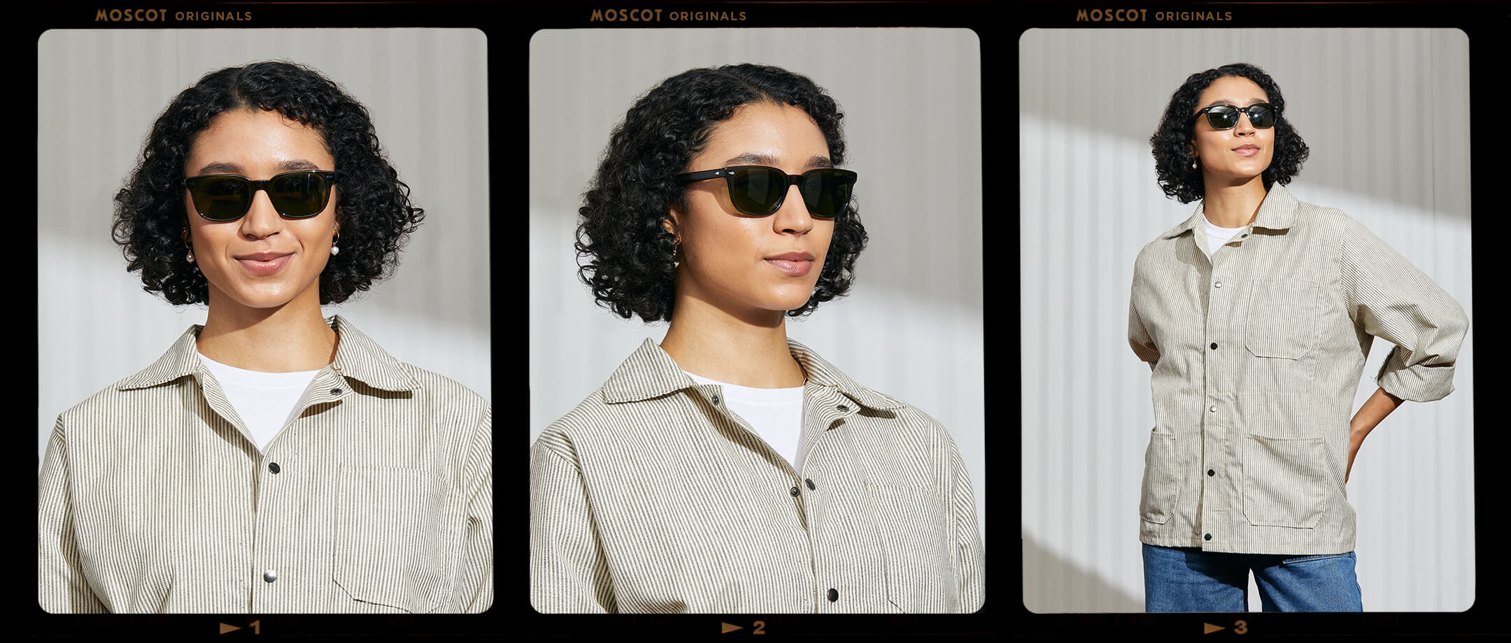 Model is wearing The BOYCHIK SUN in Dark Green in size 52 with Calibar Green Glass Lenses