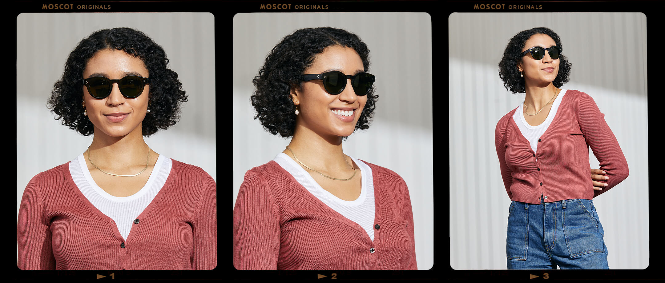 Model is wearing The GRUNYA SUN in Dark Green in size 47 with Calibar Green Glass Lenses