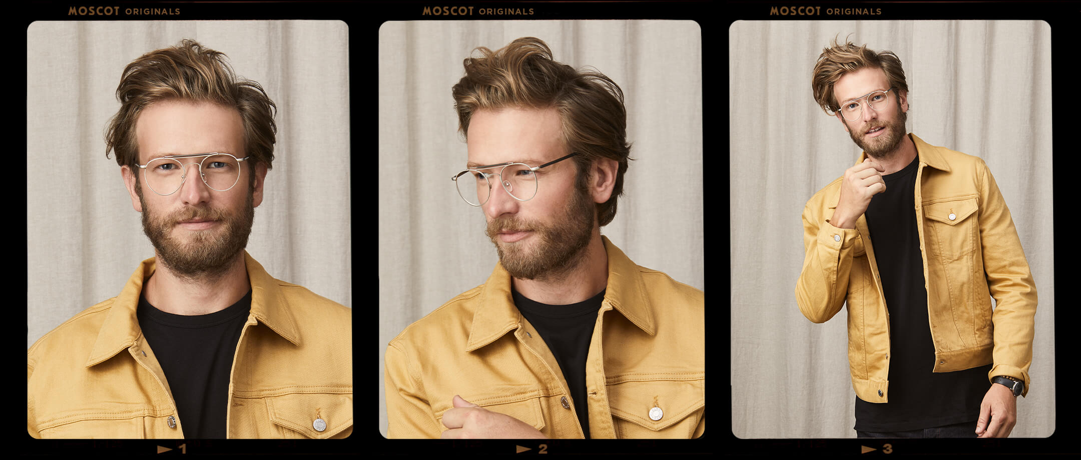 Model is wearing THE LAZER in size 49 in Matte Silver/Dark Grey