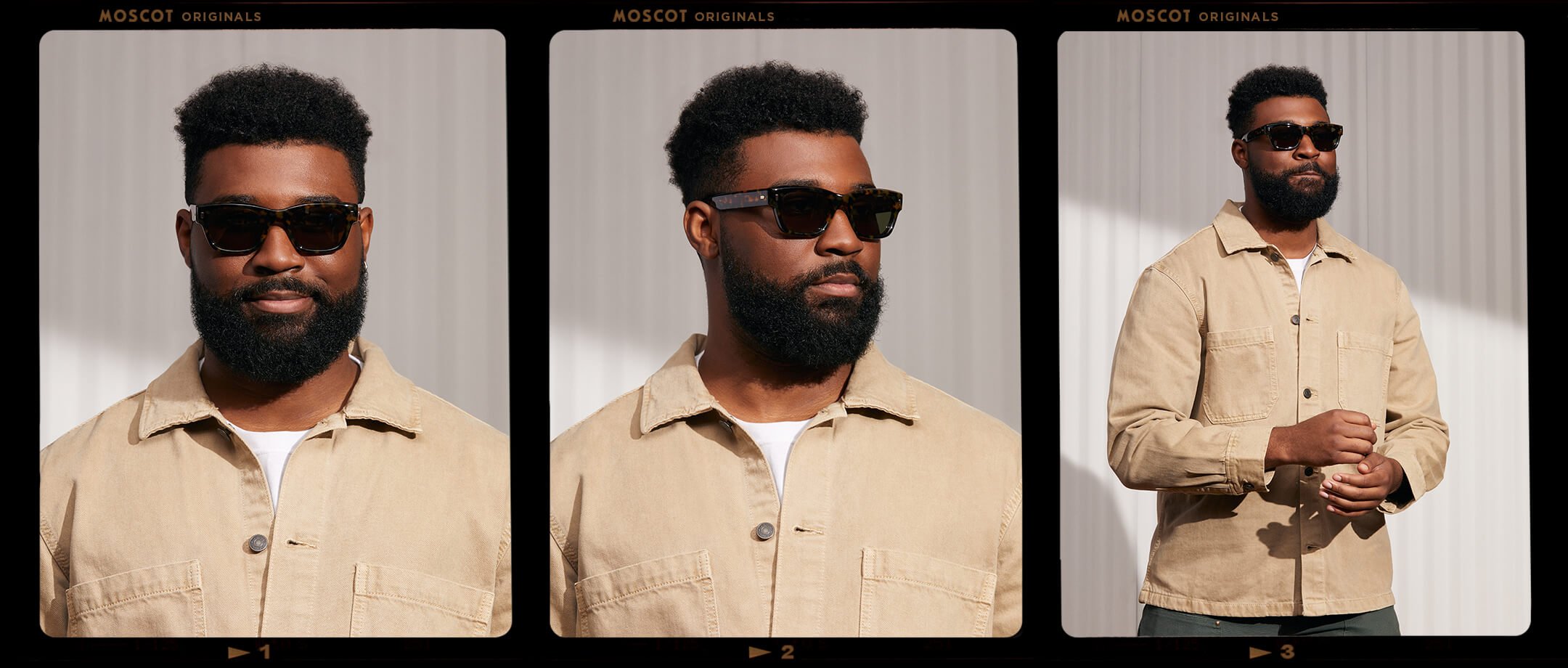 Model is wearing The ZOGAN SUN in Tortoise in size 51 with CR-39 Green Lenses