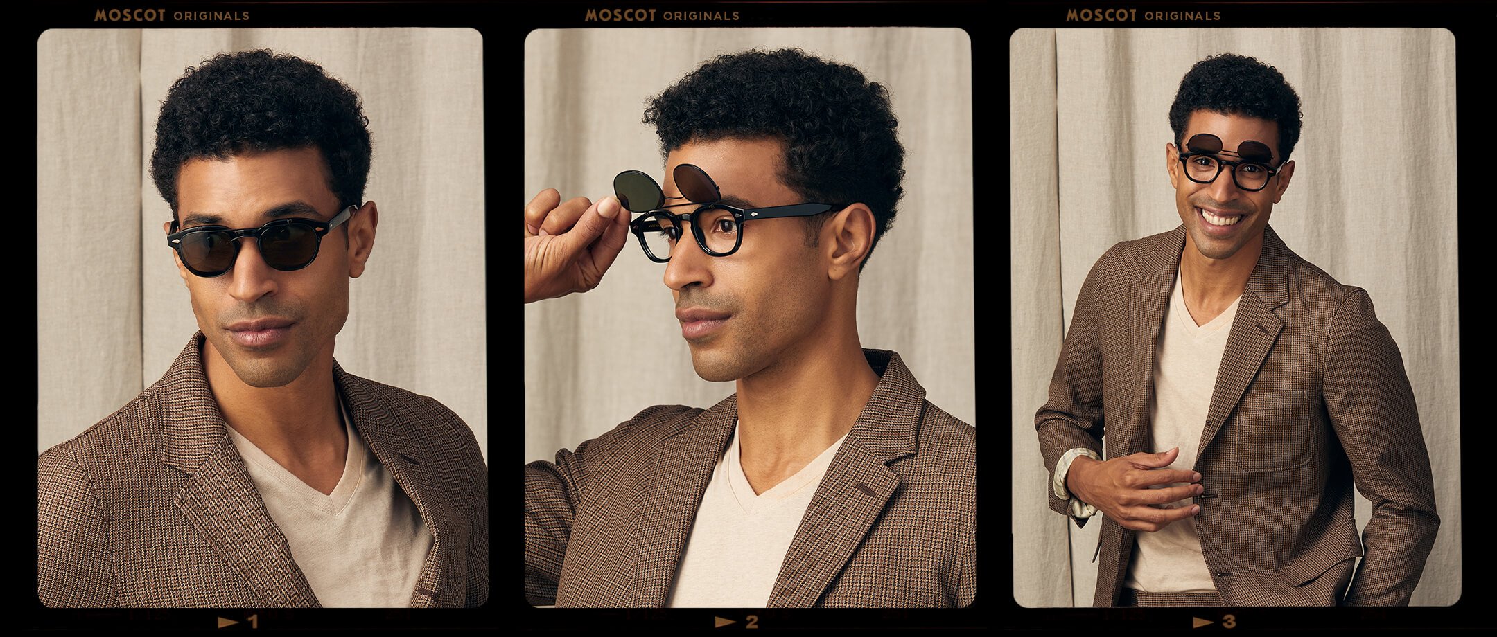 Model is wearing The FLIPTOSH in Black in size 46 with G-15 Flip Lenses