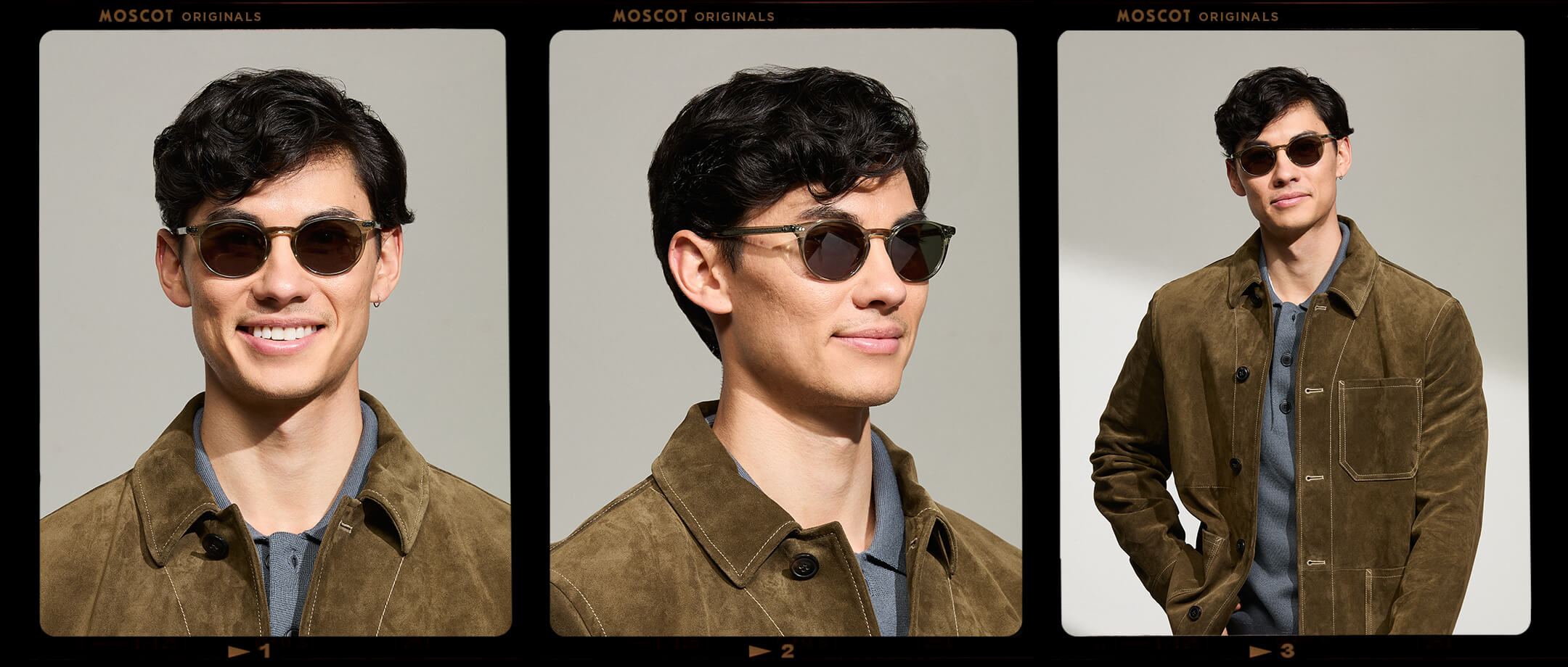 Model is wearing The FRANKIE SUN in Sage in size 51 with G-15 Tinted Lenses
