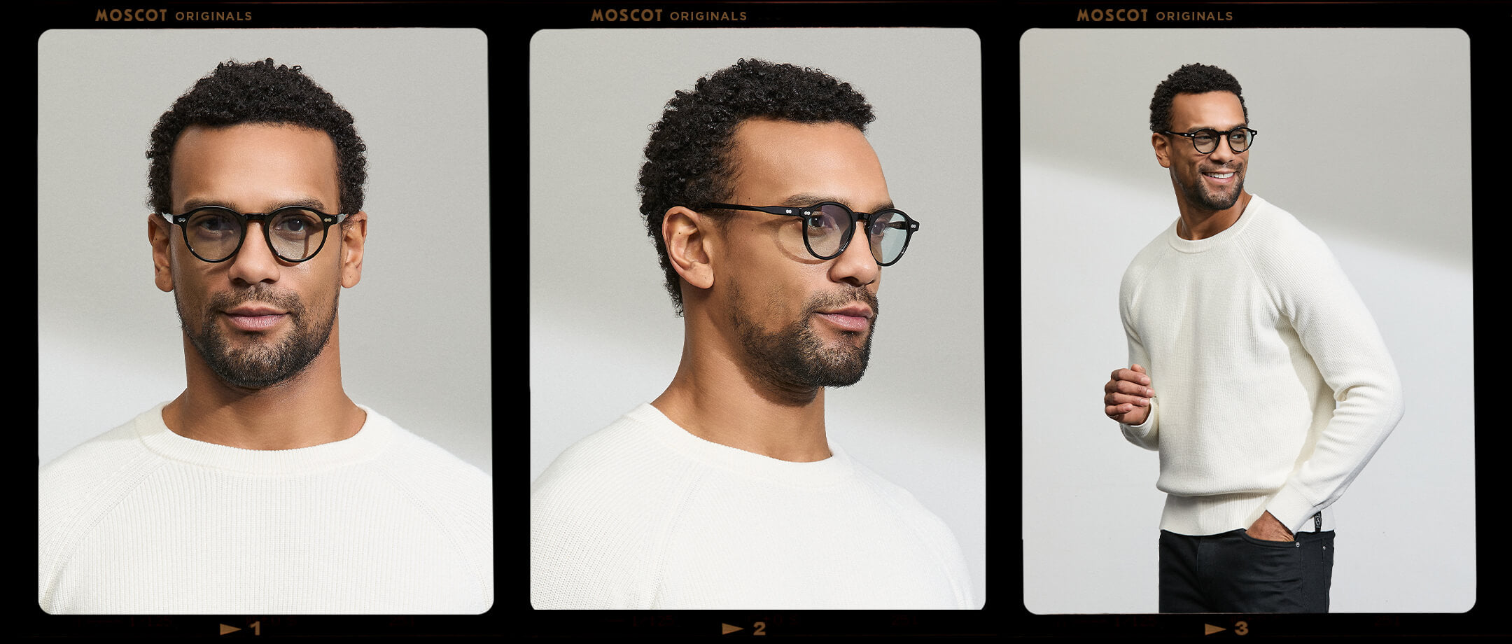 Model is wearing The MILTZEN in Black in size 46 with BLUE+ Lenses