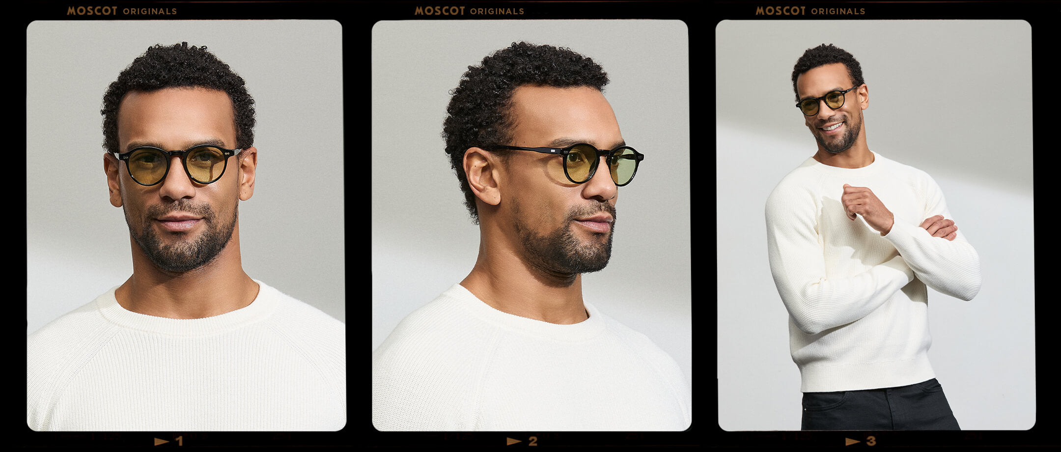 Model is wearing The MILTZEN in Black in size 46 with GREEN+ Lenses