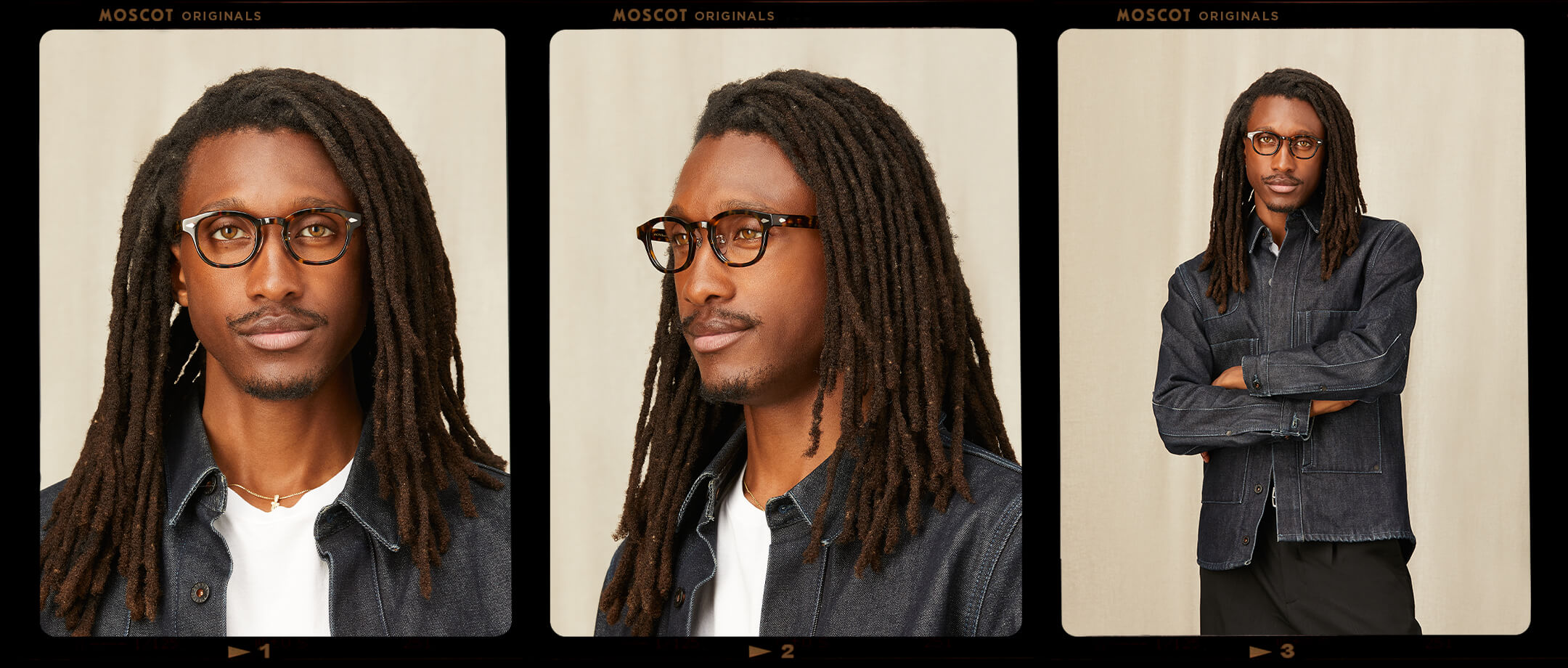 Model is wearing The LEMTOSH w/ Metal Nose Pads in size 46 in Tortoise