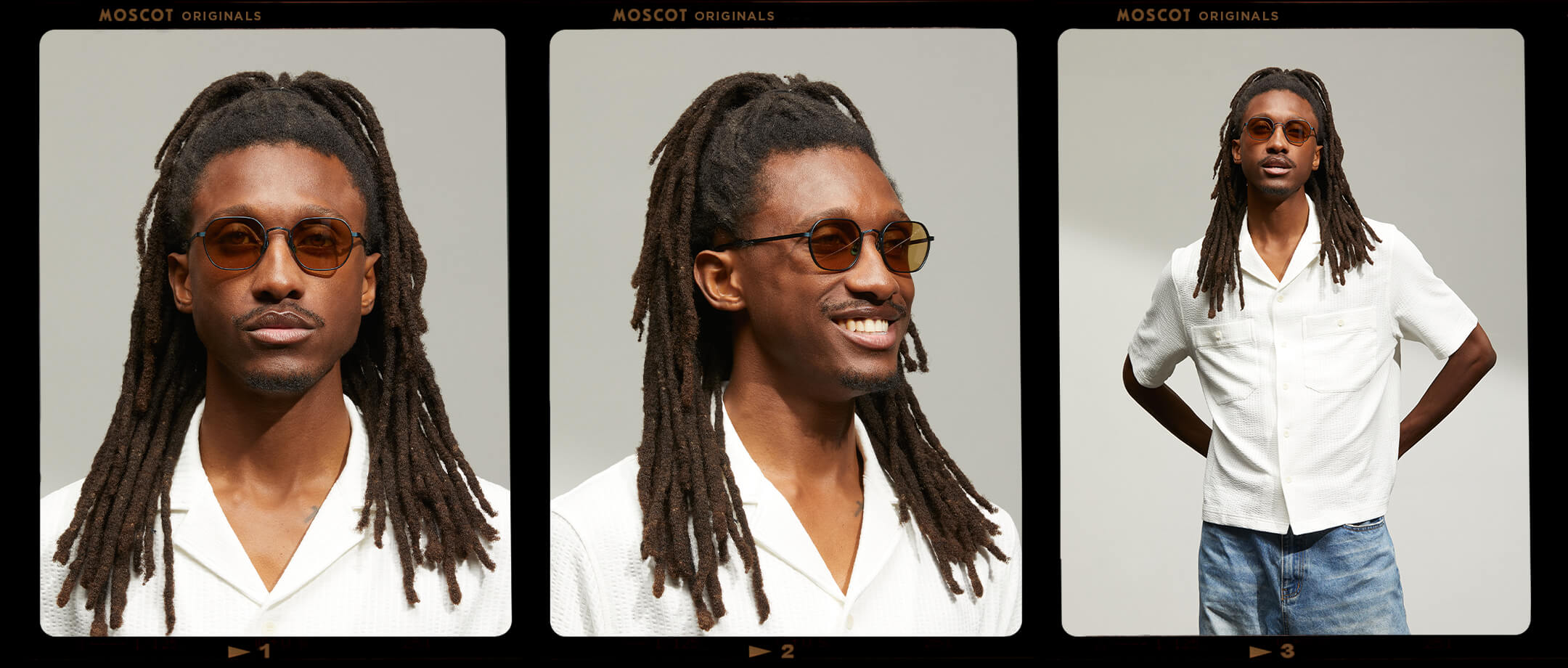 Model is wearing The UTZ SUN in size 50 in Navy with Amber Tinted Lenses