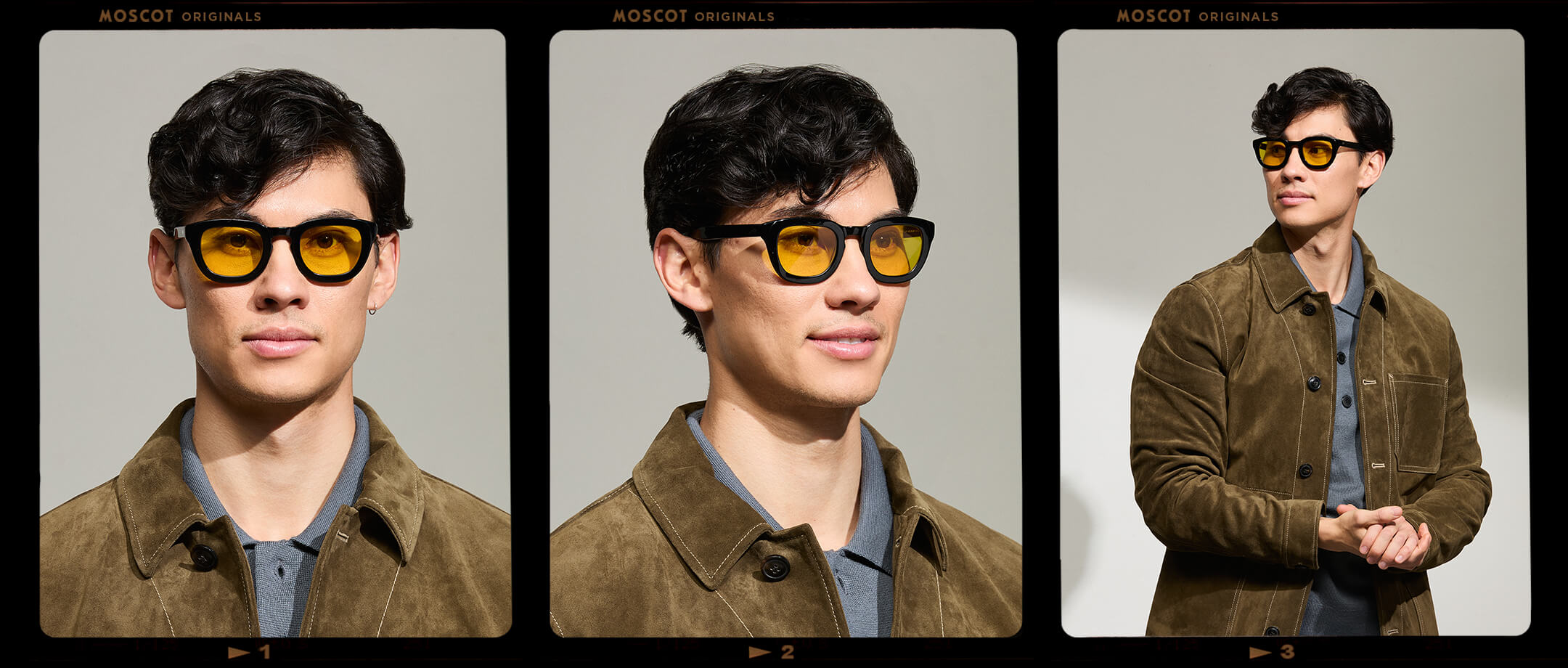 Model is wearing The TELENA in Black in size 47 with Mellow Yellow Tinted Lenses