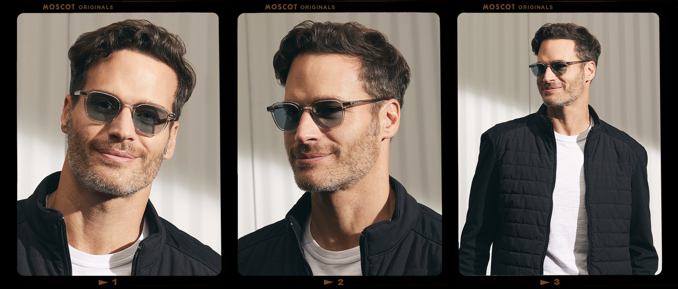 Model is wearing The VANTZ SUN in Light Grey in size 47 with DG-37 Glass Lenses
