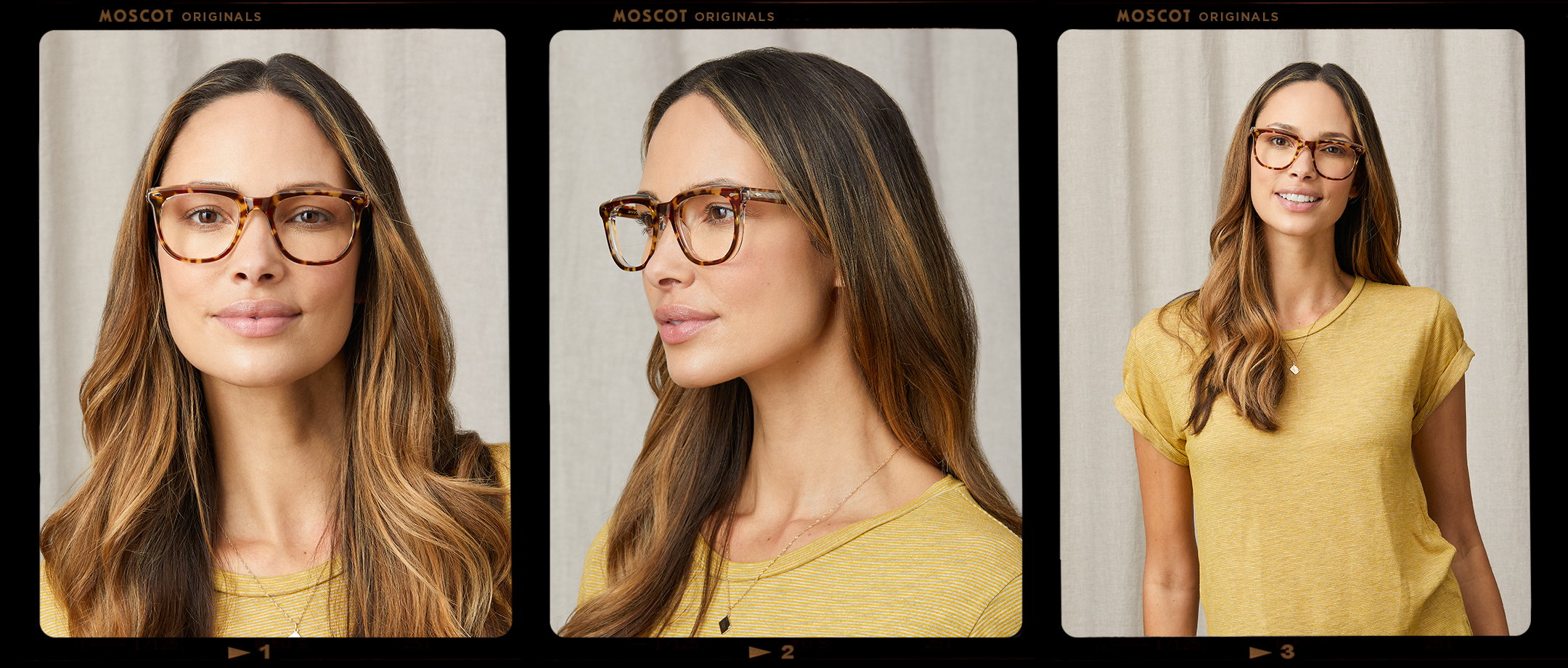 Model is wearing The YONTIF in size 52 in Tortoise/Crystal