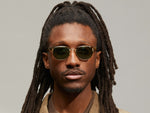 Model is wearing The AYGEN SUN in size 51 in Bamboo with G-15 Tinted Lenses