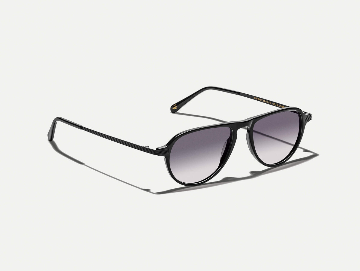 The BISHEART SUN in Black with American Grey Fade Tinted Lenses