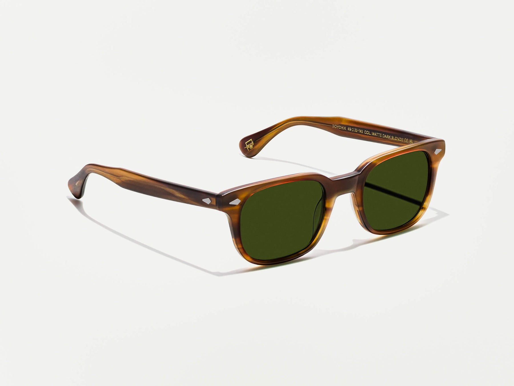 The BOYCHIK SUN in Matte Dark Blonde with Calibar Green Glass Lenses