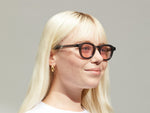 Model is wearing The DAHVEN in Grey size 44 with ROSE+ Tinted Lenses