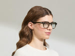 Model is wearing The DOLT in Khaki in size 49 with BLUE+ Lenses