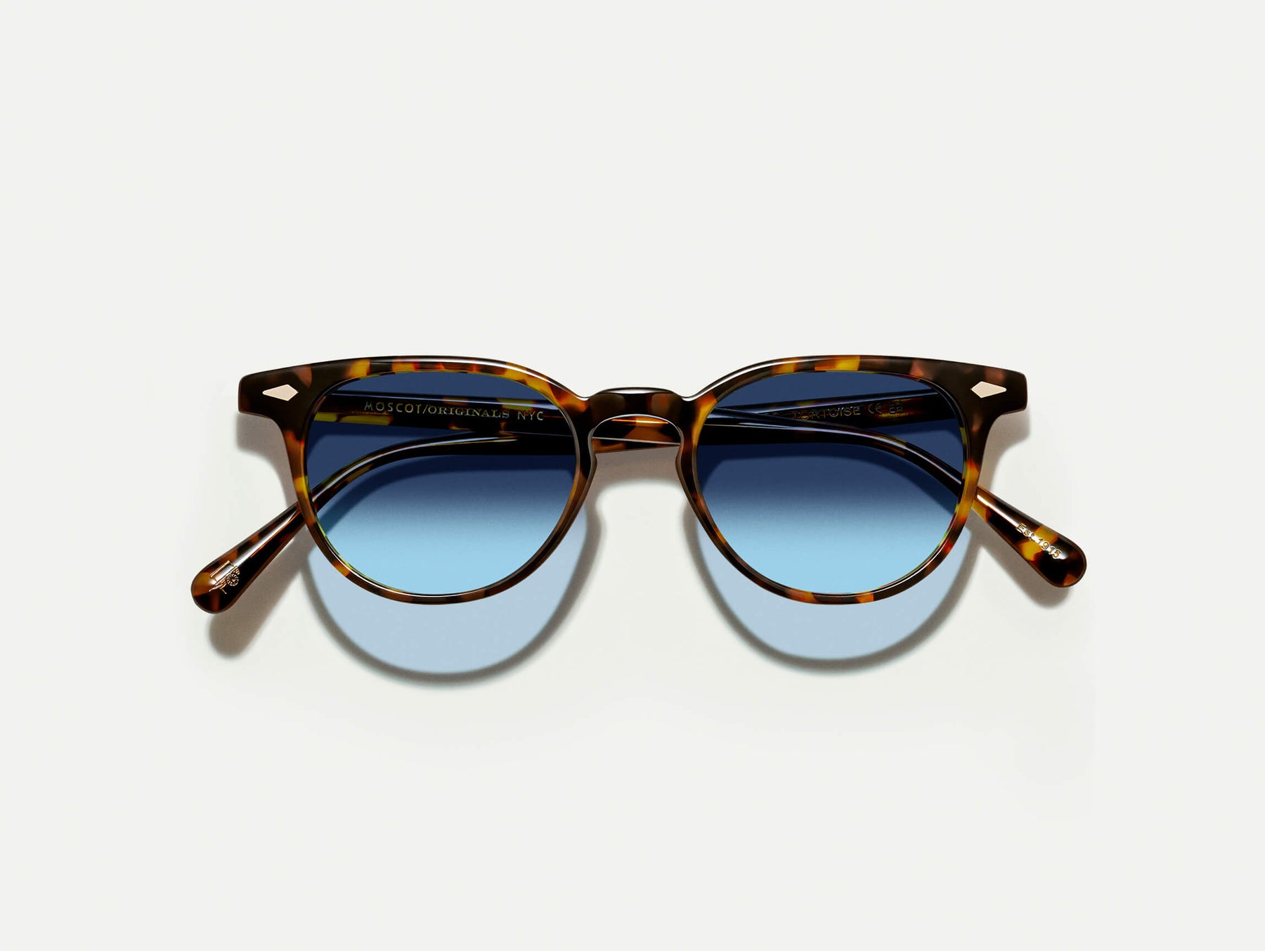 The FEVEL SUN in Tortoise with Denim Blue Tinted Lenses