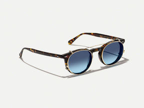 #color_denim blue | The FRANKIE CLIP  in Gold with Denim Blue Tinted Lenses 