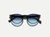 #color_black | The FRANKIE SUN in Black with Denim Blue Tinted Lenses