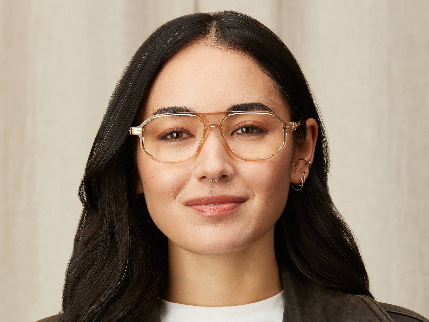 Model is wearing The GAZEEKTAL in size 55 in Cinnamon