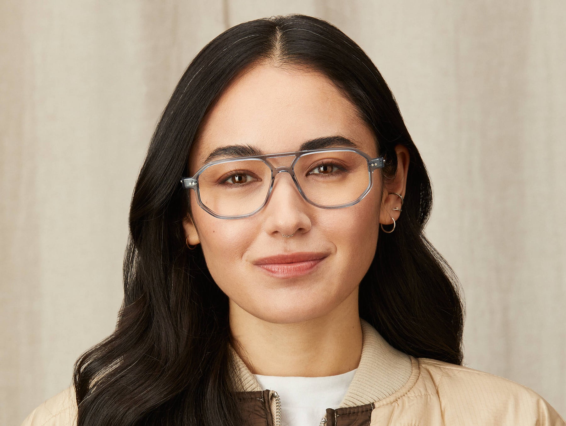 Model is wearing The GAZEEKTAL in size 55 in Light Blue