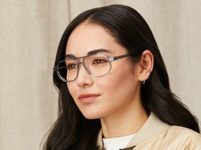 Model is wearing The GAZEEKTAL in size 55 in Light Blue