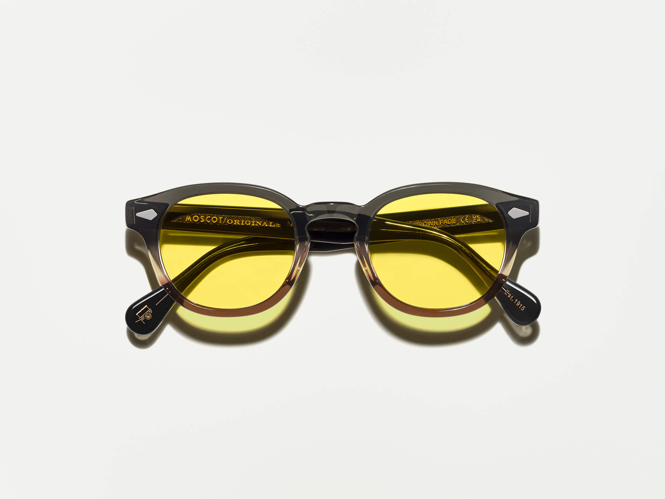 The LEMTOSH in Grey-Brown Fade with Mellow Yellow Tinted Lenses
