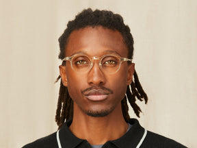 Model is wearing The MILTZEN W/ METAL NOSE PADS in size 46 in Flesh