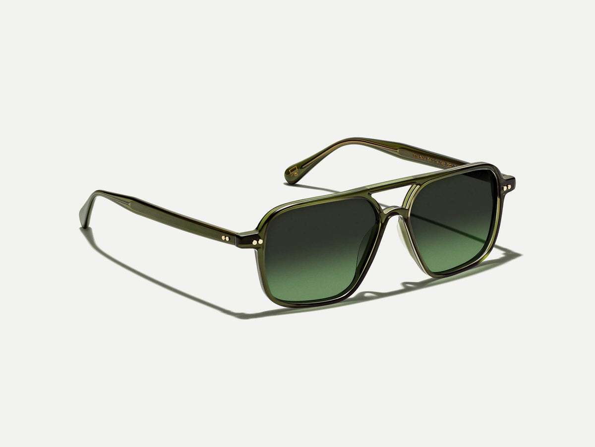 The MINYAN SUN in Dark Green with Forest Wood Tinted Lenses