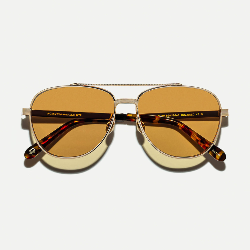 #color_amber| The SHAV SUN in Gold with Amber Tinted Lenses