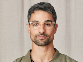 Model is wearing The SHIDDOCK in size 49 in Flesh/Tortoise