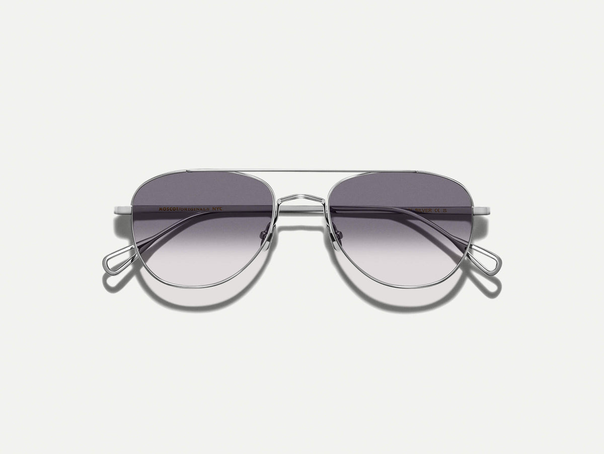 The SHMECKEL SUN in Silver with American Grey Fade Tinted Lenses