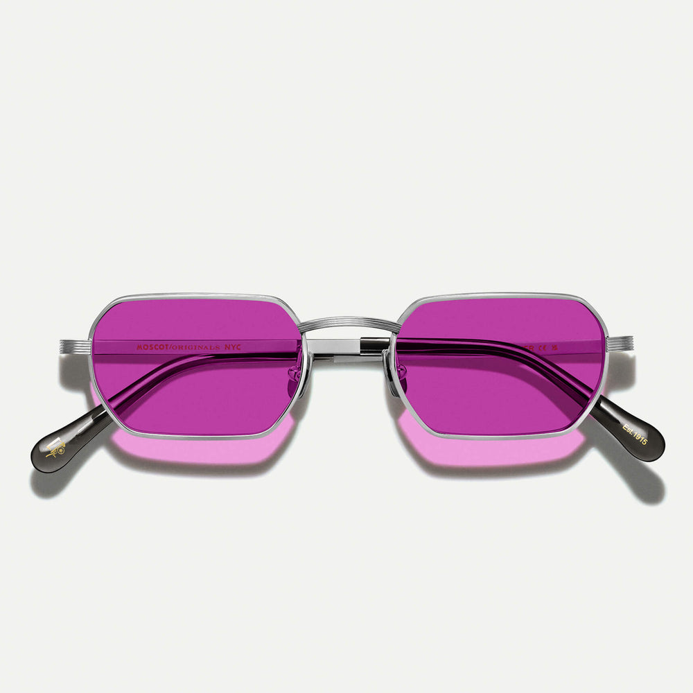 #color_silver | The SHMOOZ SUN in Silver with Purple Nurple Tinted Lenses