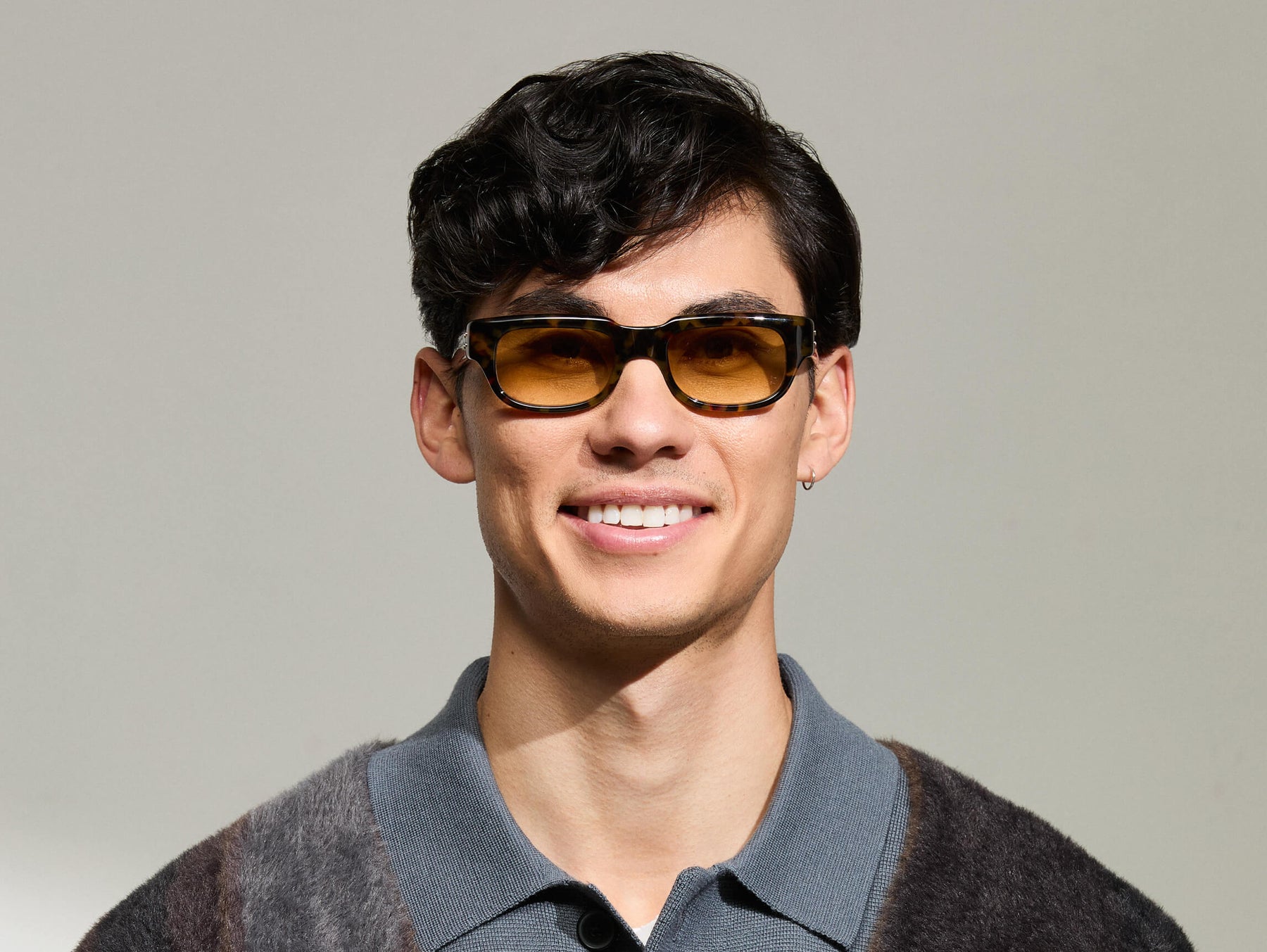 Model is wearing The SHTUP SUN in size 51 in Tortoise with Chestnut Fade Tinted Lenses