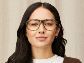 Model is wearing The SHVITZ in size 57 in Pine